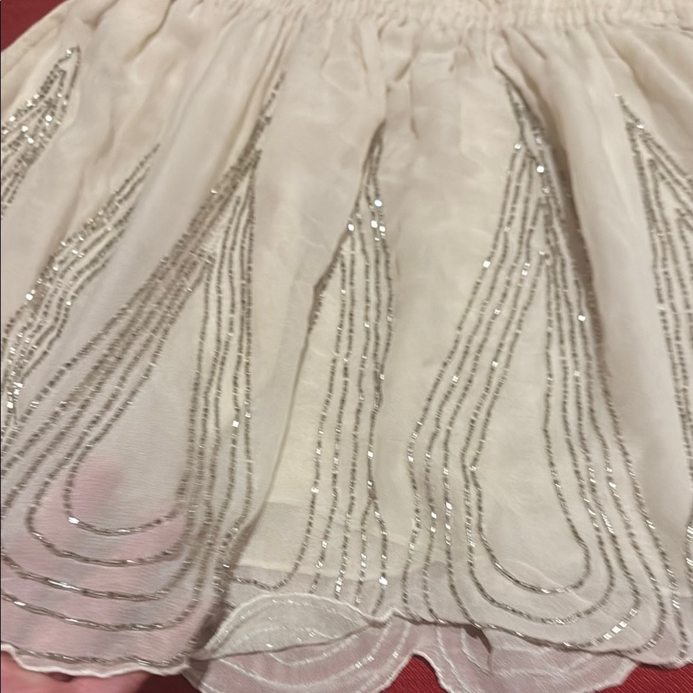Jack Wills Cream Mini Skirt with Silver Accents